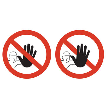 Icono de prohibido pasar, hombre trabajando. Vector
