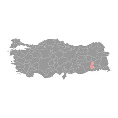 Batman province map, administrative divisions of Turkey. Vector illustration.