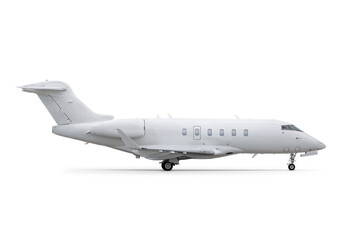White modern business jet isolated