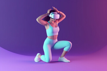 Fototapeta na wymiar woman creative neon glasses reality innovation vr game sport digital virtual. Generative AI.