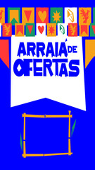 arraiá pack social media xilogravura festa junina brasil nordeste cangaceiro cordel arraiá de ofertas  © Thaluan