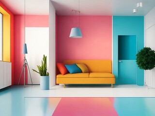 colorful minimalist Interior - artificial intelligence 