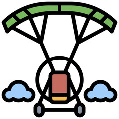 POWERED PARACHUTE line icon,linear,outline,graphic,illustration