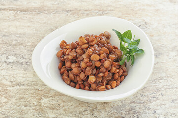 Boiled lentil in the bowl