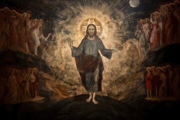 The Resurrection of Jesus. Christian concept interpretation. Artwork