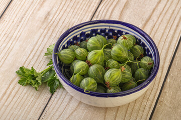 Natural ripe gooseberry heap in the bowl