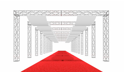 華やかなレッドカーペットの通路の3dレンダリング
