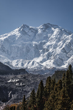 Nanga Parbat is the ninth highest mountain in the world at 8,126 meters, from Fairy Meadows,Gilgit-Baltistan, Pakistan,