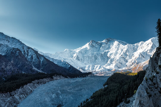 Nanga Parbat is the ninth highest mountain in the world at 8,126 meters, from Fairy Meadows,Gilgit-Baltistan, Pakistan,