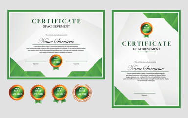 certificate design simple modern a4 luxury green gold	