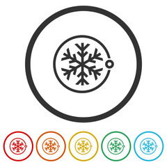 Freezer control icon logo. Set icons in color circle buttons