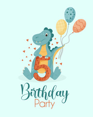 Happy birthday card with a dinosaur