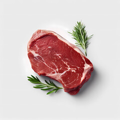Beautiful raw beef steak on white background. Raw beef steaks texture backdrop