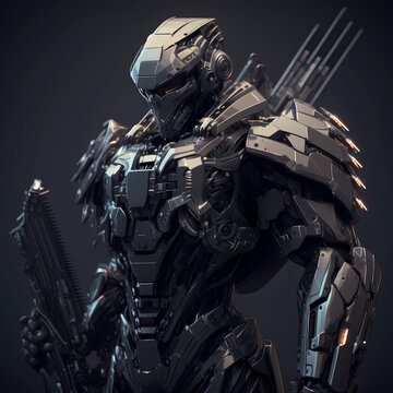 Modern dark armored cyborg background