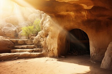 Obraz premium Jesus's empty tomb. A christian conceptual interpretation