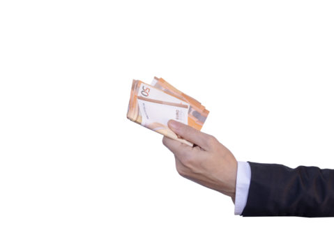 Executive hand holding banknotes