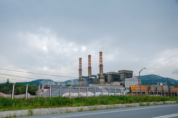Chimneys of Yatağan thermal power plant.