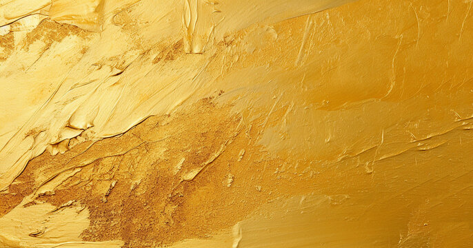 Golden paint background texture.Painted background. Abstract emotional art. Modern design element. Golden liquid acrylic paints sparkling