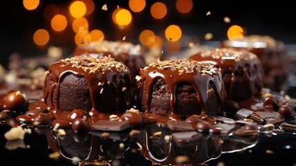 Chocolate pouring on truffles melted