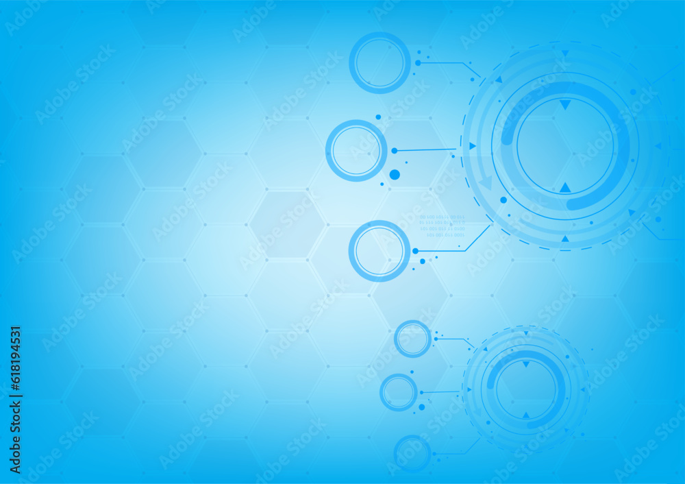 Aufkleber Technology connection digital data and big data concept. Blue Future Background. Abstract technological background with various technological elements. Structure pattern technology backdrop. Vector