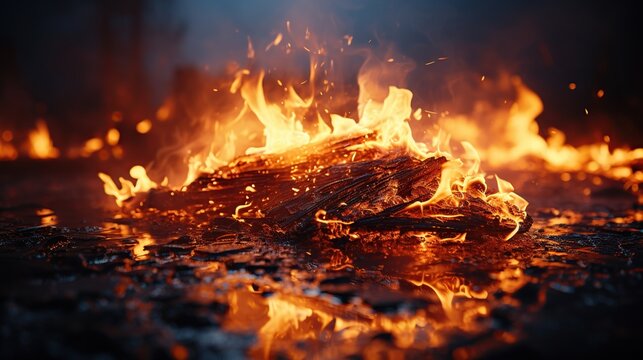 burning wood charred hearth warm