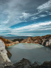 Volcanic landscape. Ijen mountain, Java, Indonesia.