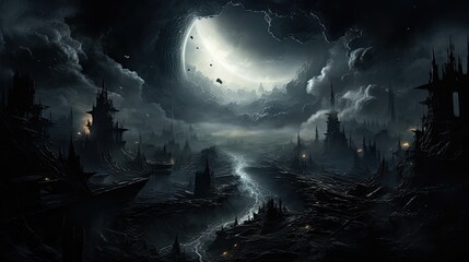 Fototapeta premium A city inside a black hole
