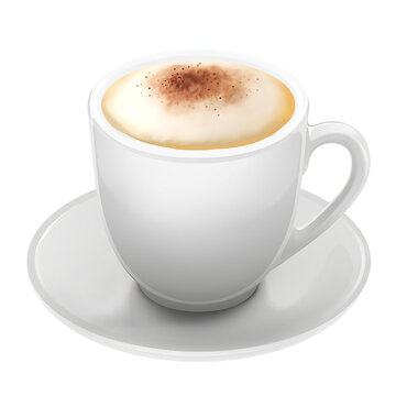 Coffee latte digital illustration icon, digital oil pain style, isolated, hand drawn food illustration