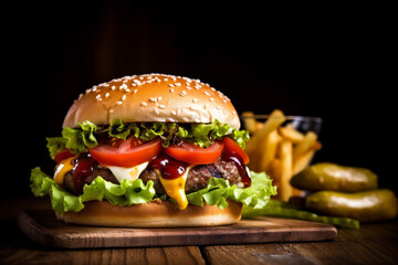 beef snack hamburger fast burger fast meat fat food sandwich food. Generative AI.