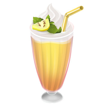 yellow smoothie with whipped cream and fruit clip art preview