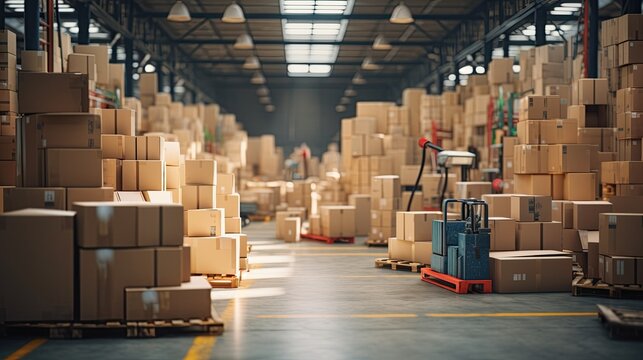 Boxes on the conveyor, postal service - Generative AI technology