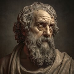 An artistic interpretation of a portrait of Plato, the renowned ancient Greek philosopher - obrazy, fototapety, plakaty