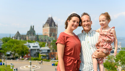 family in summer season in quebec city