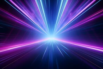 Abstract Neon Light Tunnel - Laser Rays and Glowing Lines