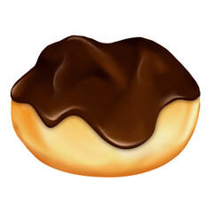 Shu with chocolate digital illustration icon, digital oil pain style, isolated, hand drawn food illustration