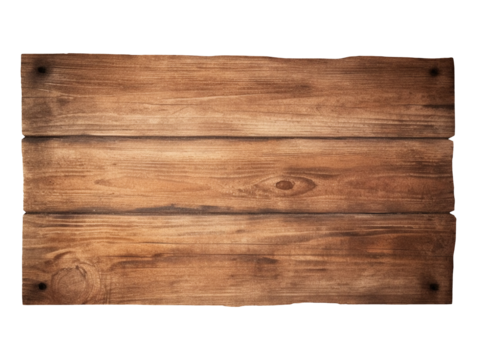 Empty wooden sign isolated on transparent or white background, png