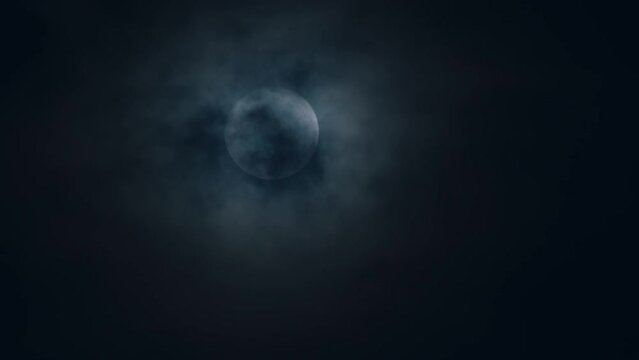 Full Moon Behind Black Clouds 