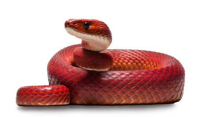 Fototapeta premium Red snake. Isolated cutout on transparent background. Generative AI