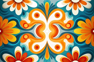 Motif Géométrique Groovy, flat design, minimalist,70s style, IA, génératif, numérique, art, illustration