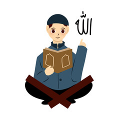 Muslim man reading quran