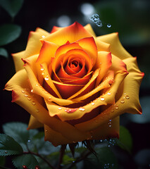 yellow rose with drops