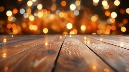 Christmas Bokeh Background wooden background with boke.Generative AI