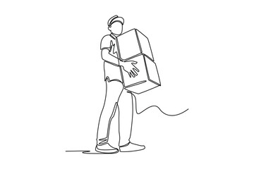 Continuous one line drawing distribution and logistic concept. Single line draw design vector graphic illustration.