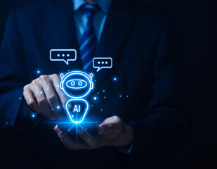 robot intelligent digital chatbot chat assistant robot customer ai artificial intelligence technology chat concept	
