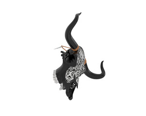 Naklejka premium Cow head decoration isolated on transparent background. 3d rendering - illustration