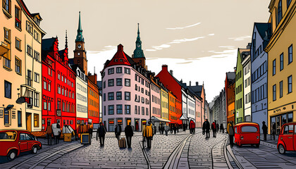 Street in Copenhagen, Denmark - Generative AI