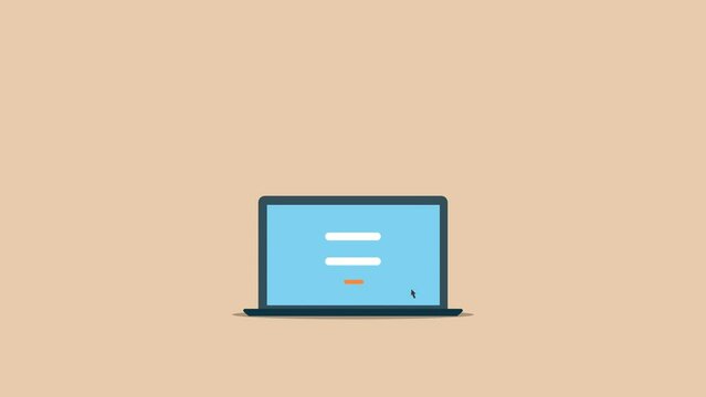 Search on the Internet registration on the site. Video animation.