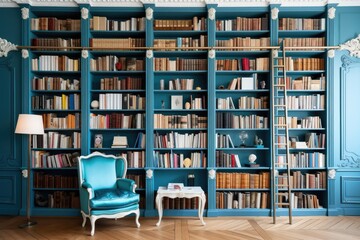  a avand garde bookshelf full of books AI Generated