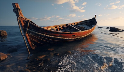 Belle barque au bord de l'eau