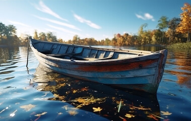 Belle barque sur l'eau par une tranquille journée d'automne